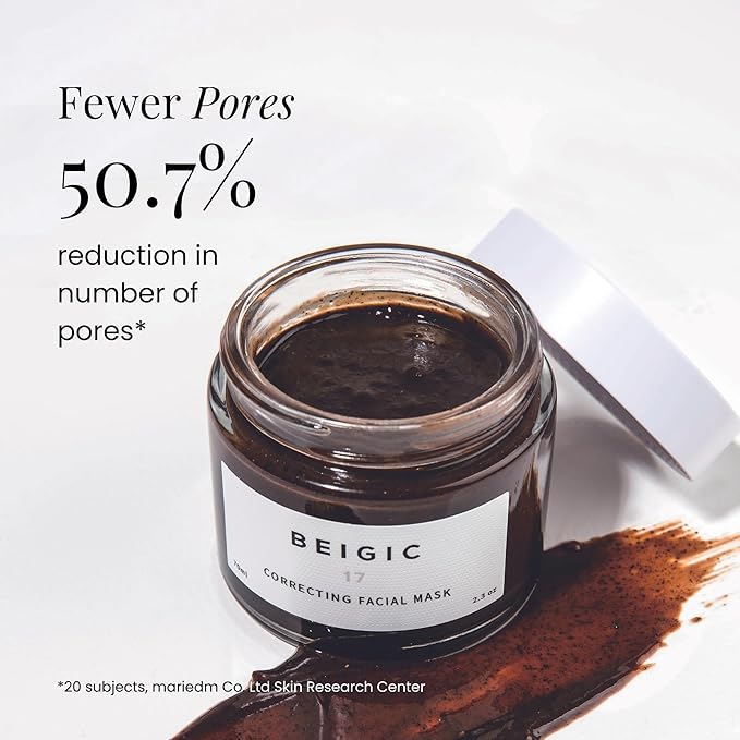 BEIGIC Correcting Facial Mask - Vegan Pore Tightening Face Mask with Coffee Bean Powders, Sucrose & Coconut Oil for smooth, even-toned & moisturized skin (2.36 Fl. Oz)