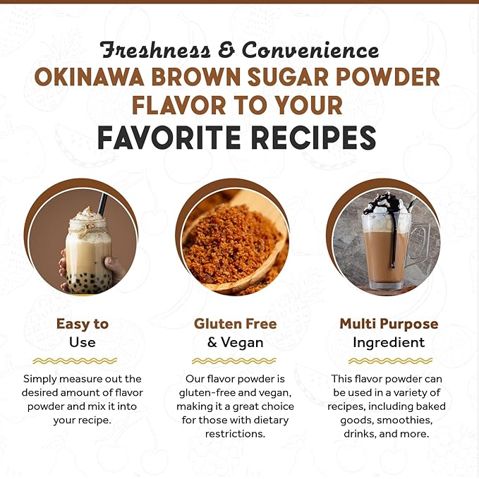 Fanale Premium Okinawa Brown Sugar Bubble Tea Flavoring Powder | Perfect for Baking, Smoothies, Desserts and Drinks | Instant Flavoring Powder for Boba Milk Tea - 2.2 Pounds (Pack of 20).