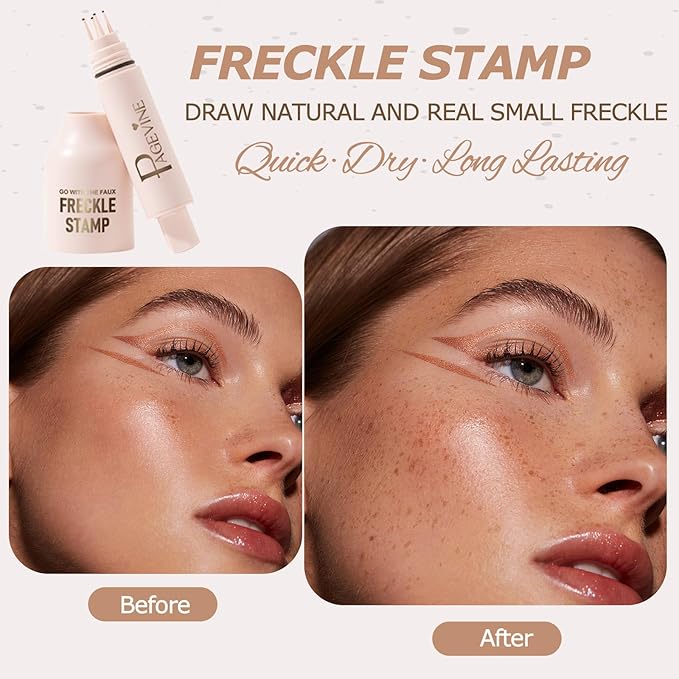 Freckle Stamp Pen, Fake Freckle Stamp Makeup Tool, Faux Freckle Stamp with Quick Dry 5-Point Multi-Prong Soft Tip, Waterproof & Long Lasting Lifelike Sunkissed Face Freckle Makeup (1# Light)