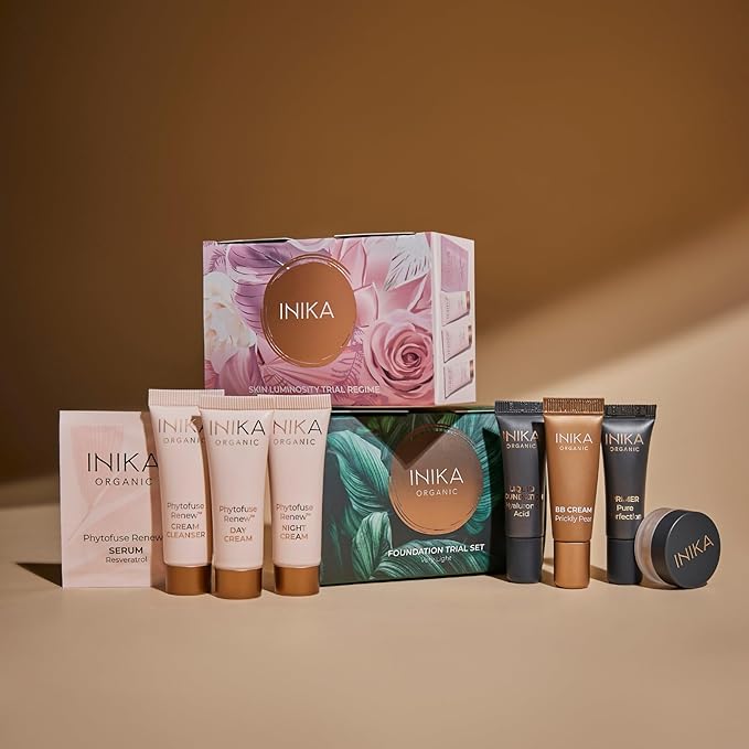 INIKA Organic Foundation Trial Set, Natural Mineral essentials kit, Vegan, Cruelty-Free, Paraben-Free, Rich in Antioxidants and Essential Fatty Acids, Comes in Sustainable Packaging - Very Light