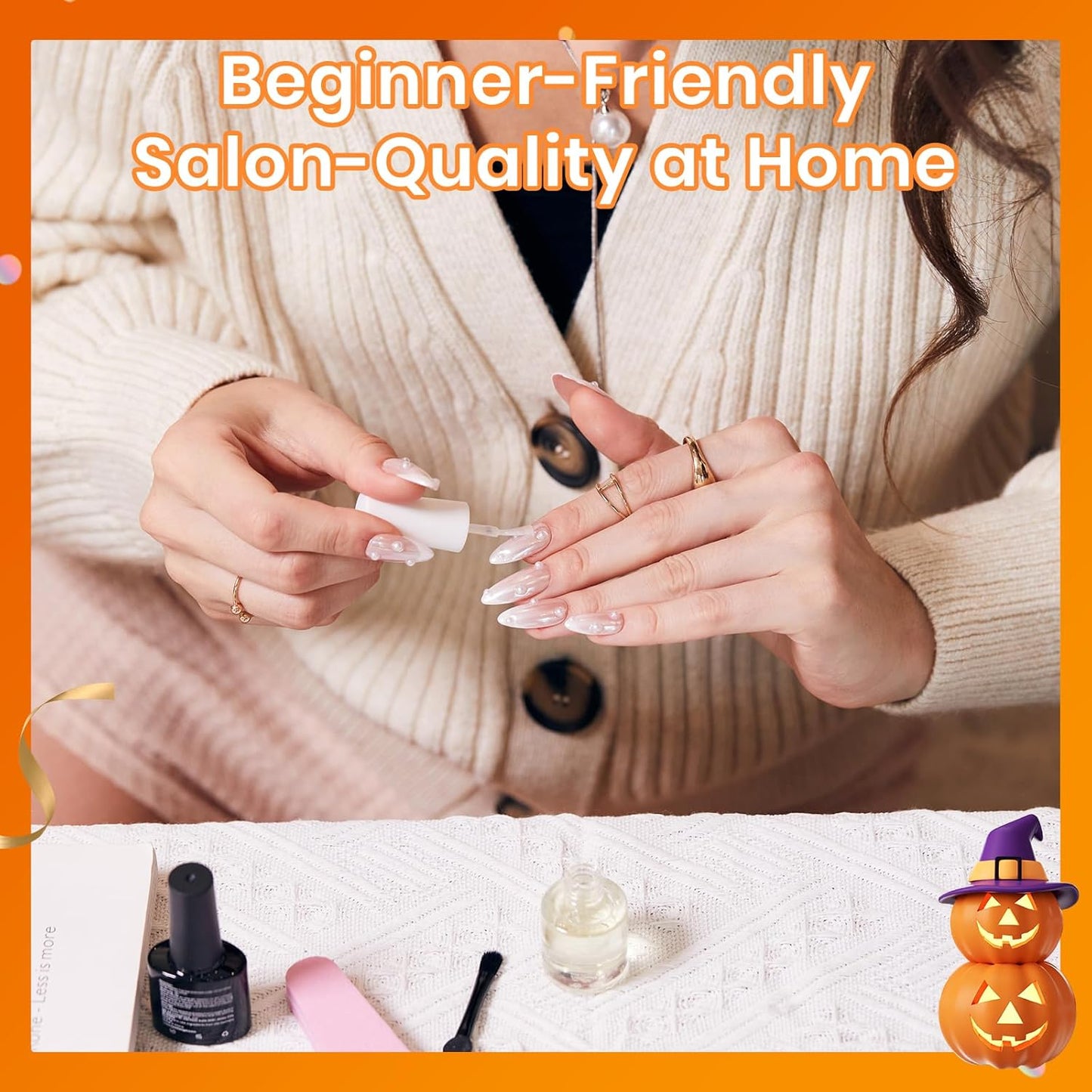 Beetles 2Pcs*20g Solid Nail Glue Gel, Tipex Soft Nail Tips Glue Super Strong for Acrylic Nails Extension Fake Nails Press On Nails, Fall Halloween Nails, U V Light Required