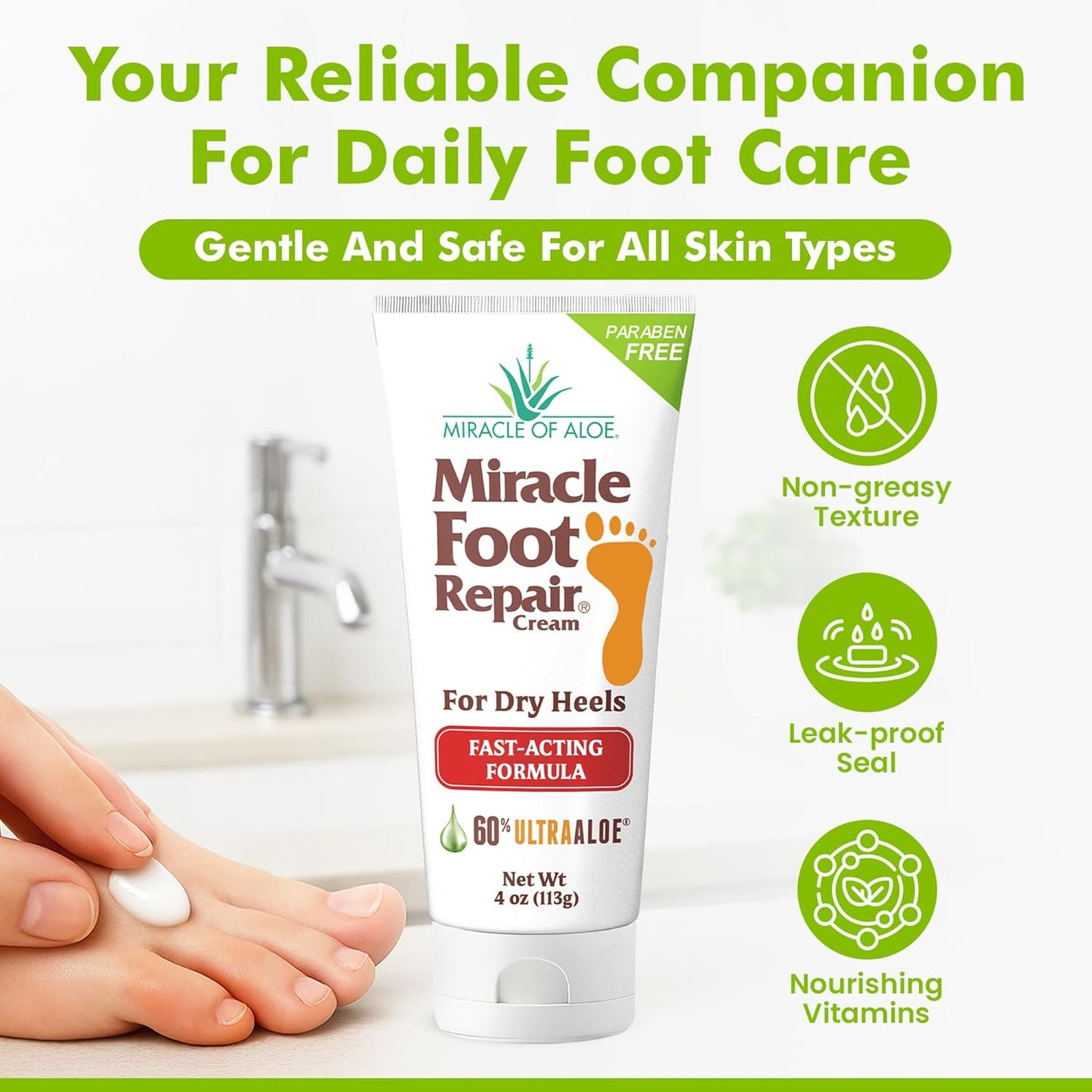 Aloe Vera Lotion & Foot Cream Combo – Aloe All Over 1 oz + Foot Repair 4 oz – Soothing Aloe Lotion for Dry Skin, Hands, Heels & Body – Diabetic-Safe Foot Cream for Cracked Feet