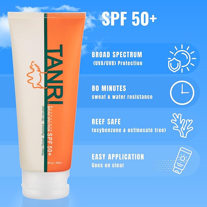 TANRI Primo Explorer Pack; Includes SPF50+ Sunscreen Lotion with Zero White Cast, Active Wipes No-Rinse Body Wipes, Moisturizing SPF15 Pear Lip Balm and an Adjustable Fanny Pack (4-Pack Bundle)