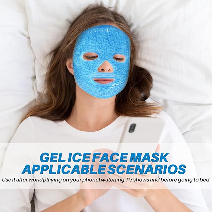 Ice Pack Cold Face Eye Masks Reduce Face Puff, Dark Circles, Reusable Cold Hot Gel Face Eye Mask, Suitable for Women Facial SPA, Ice Face Mask for Sleeping, Headaches (Blue)