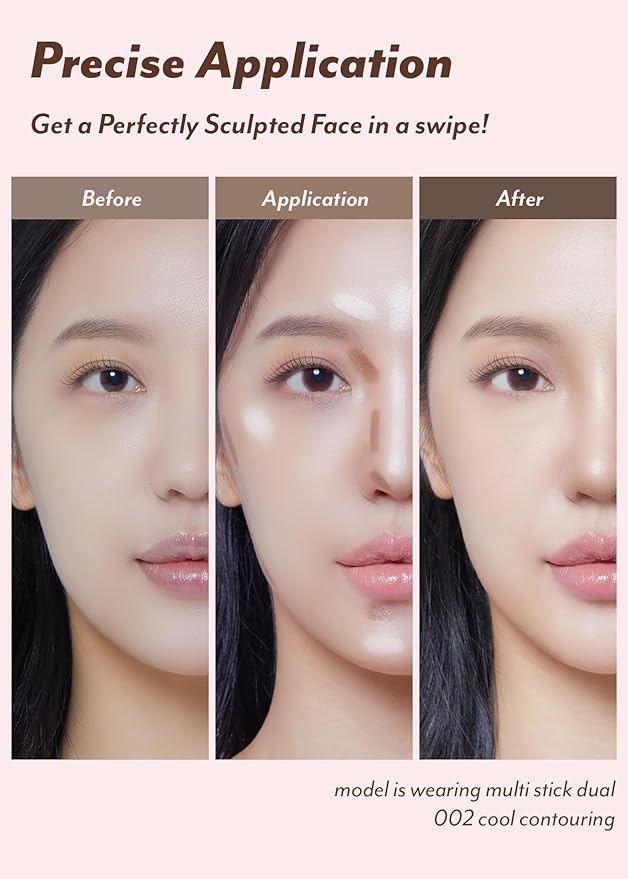 I'M MEME I'm Multi Stick Dual | Two Shade Shading and Highlighting Matte Finish | Suitable for Beginners Portable Size | 002 Cool Contouring