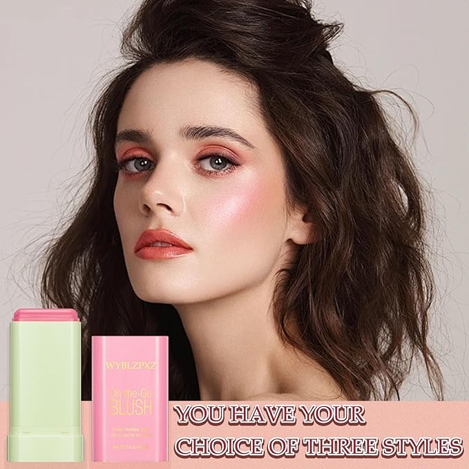 Cream Blush Stick,Multi-Use Makeup Blush Stick,Blendable Long Lasting Waterproof Blush Stick,Soft Tinted Moisturizer Cream Face Blush Makeup Stick for Cheeks & Lips Tint (#01 Shy Pink)