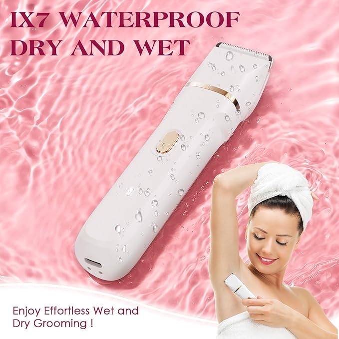 Bikini Trimmer for Women - 5 in 1 Painless Electric Razors for Ladies Pubic Facial Nose Body Leg Hair Removal, Waterproof Electric Shaver for Women Private Area Sensitive Skin,Personal Hair Trimmer