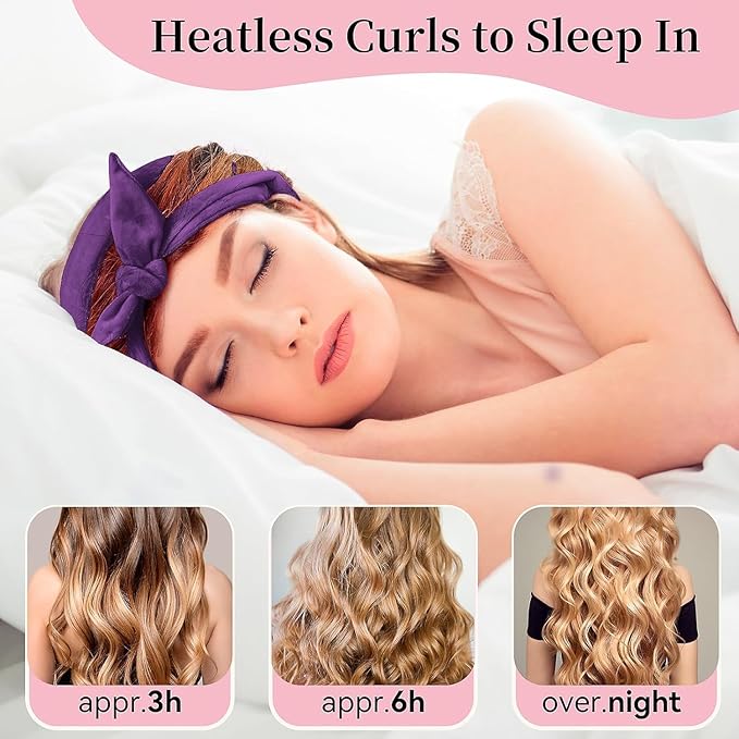 Heatless Curling Rod Headband, Upgraded 60" Extra Long Heatless Curls Headband Soft Hair Curlers to Sleep In Hair Rollers No Heat Curls (Light Purple)