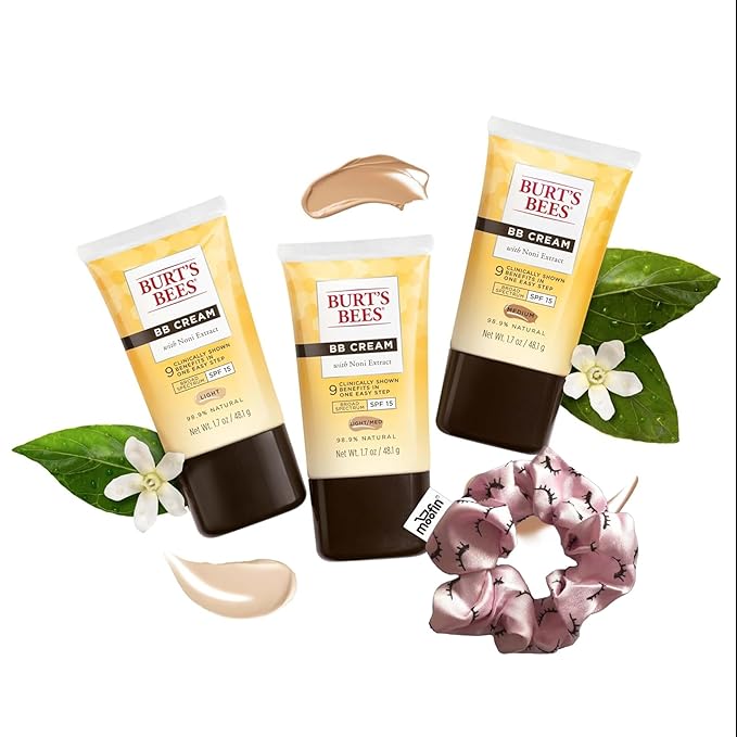 Bb Cream, 17 Oz - Wih Noni Extract LightMedium Shade Bb Cream Bundle Hair Scrunchie - Spf 15, 989 Natural, Smoothens Skin Pack Of 2