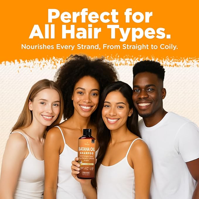 Batana Oil Shampoo for Hair Growth, Aloe Vera Leaf Juice, Saw Palmetto, Caffeine, Hydrolyzed Rice Protein, Pumpkin Seed, Castor & Rosemary Oils, 8-in-1 Natural Formula (10.15 fl oz Citrus Scent)