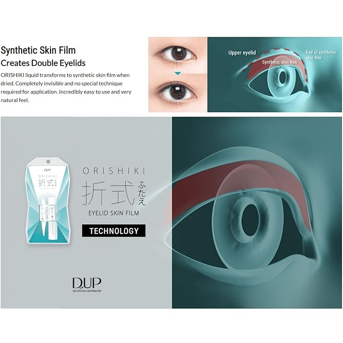 DUP ORISHIKI Eyelid Skin Film, Invisible Eyelid Lifter, Natural Eye Lid Defining Makeup Stick, Double Eyelid Lift for Droopy Eyes, Japanese Instant Natural Eye Makeup, Invisible Film Eyelid Maker