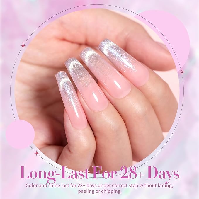 Born Pretty Cat Magnetic Gel Nail Polish Set Auroras 9D Cat Magnetic Eye Glitter Gel Polish Nail Art Manicure Collection Gift 6PCS 7ML