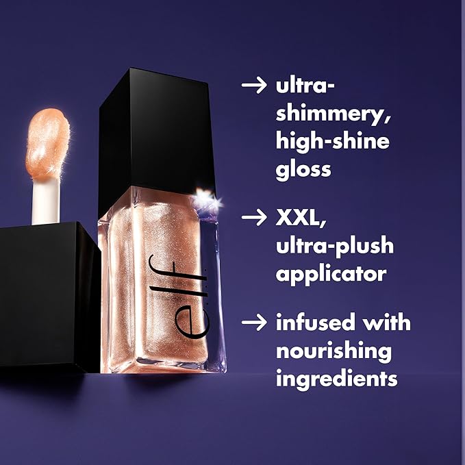 e.l.f. Glow Reviver Lip Oil, Nourishing and Hydrating with High-Shine Glimmer Finish & Sheer Wash Of Color, Minty Scent, Non-Sticky, Vegan & Cruelty-free, Opal-ogy Tour