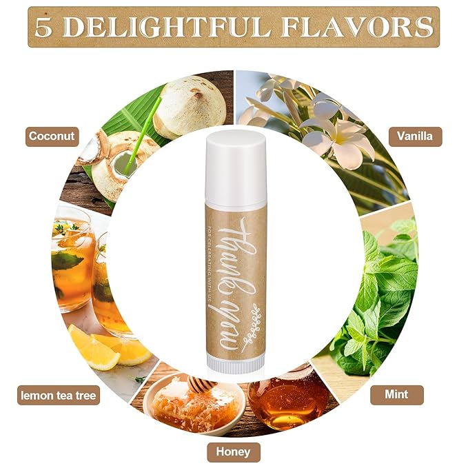 50 Set Thank You Lip Balm Bulk Small Natural Moisturizing Mini Lip Balm with Bag and Card for Baby Wedding Bridal Shower Thank You Favors