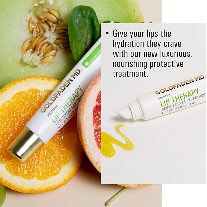Goldfaden MD Lip Therapy | Restoring Lip Treatment | w/Peptides, Hyaluronic Acid, Fruit Berry Wax, Borage Oil, Rose Hip Oil & Vitamin E | Nourishes, Hydrates & Plumps Appearance 0.14 ﬂ oz / 4 mL
