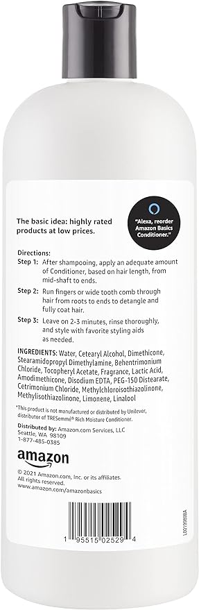 Amazon Basics Moisture Rich Conditioner, 28 Fluid Ounce (Pack of 2)