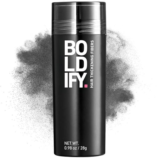 BOLDIFY Hair Fibers (28g) - Fill In Thinning and Fine Hair for an Instantly Fuller, Thicker Look - 14 Shades for Women & Men - Dark Gray