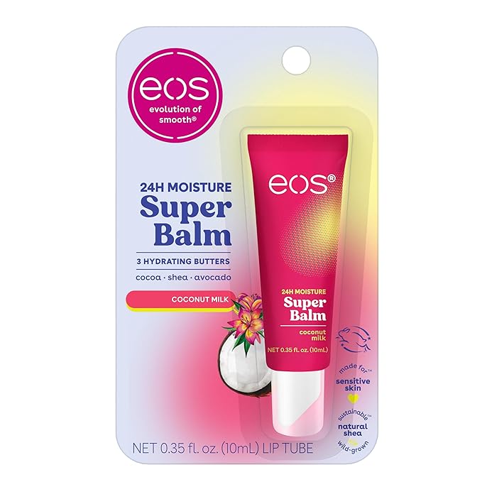eos 24H Moisture Super Balm- Coconut Milk, Lip Mask, Day or Night Lip Treatment, Made for Sensitive Skin, 0.35 fl oz