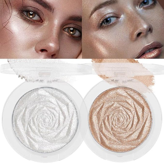 evpct Pearl White & Champagne Gold Face Highlighter Makeup Shimmer Glitter Diamond Sparkly Highlighters Makeup Palette Powder for Face Body Cheek iluminadores iluminador de jos maquillaje luminizers