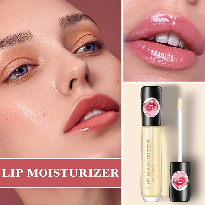 2 Pcs Lip Plumper Lip Gloss,Lip Maximizer Balm Plumper Lip Plumping Serum,Heathly Lip Moisturizer Enhancer Hydrated Lips,Reduces Improves Dry Lip Lines Lip Plumping Gloss Lip Extreme Volume
