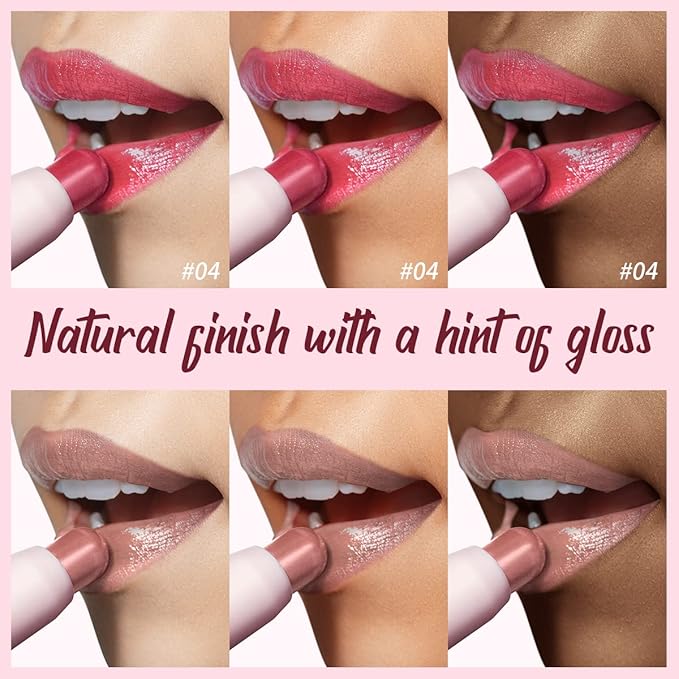 2PCS Tinted Lip Balm Chapstick with Color, Natural Semi - Gloss Finish, Hydrating/Coloring 2 in 1 Moisturizer Lip Stick for Girls & Women #04＋#05
