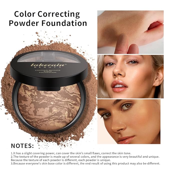 Baked Brighten Foundation, Coror Correcting Baked Balance Foundation,Buildable Coverage, Lightweight Powder Foundation, Creates a Perfect Canvas and a Natural Semi-Matte Finish(02# Tan)