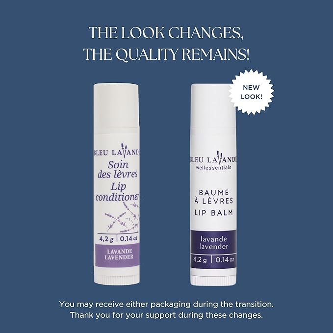 Bleu Lavande - Natural Lavender Lip Conditioner – Stick Lip Balm Repairs, Moisturizes & Protects - Soothes Chapped Lips & Restores Hydratation - Olive Oil & Shea Butter Base Lip Care - 4.2g - 3 Pack