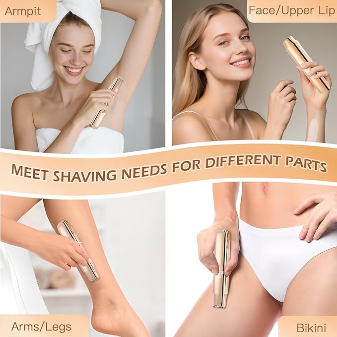 Bikini Trimmer for Women, 2 in 1 Dual-Head Electric Razors for Women Pubic Hair, Wet/Dry Use Body Hair Trimmer and Face Shaver with Display, Rechargeable Hair Removal for Bikini Legs Face Underarm Arm