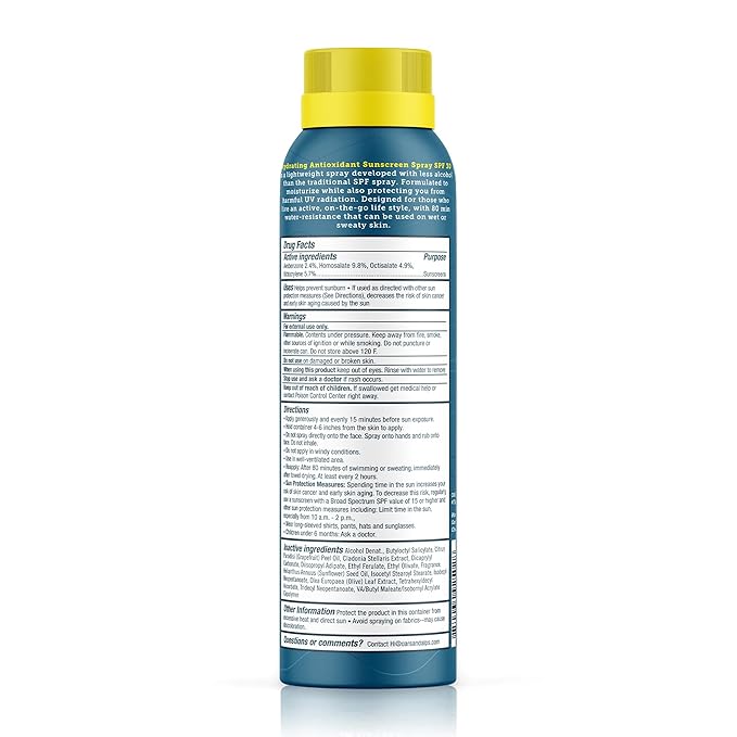 Oars + Alps Hydrating SPF 30 Sunscreen Spray, Naturally Derived Skin Care Infused with Vitamin C and Antioxidants, Water and Sweat Resistant, 6 Oz, 1 Pack