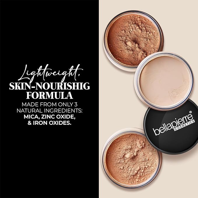 bellapierre Mineral Foundation SPF 15 - Loose Powder Foundation | Vegan & Cruelty Free Natural Makeup | Full Coverage Matte Finish | Hypoallergenic | Oil & Talc Free - 0.32 Oz - Mocha