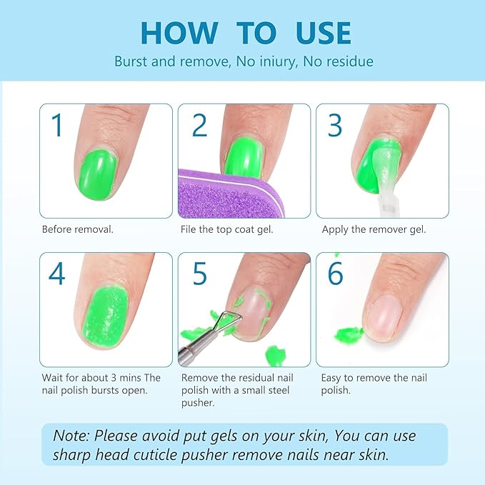 Gel Nail Polish Remover, 2Pack Nail Polish Remover Tool, Professional Remover Gels at Home, No Need Soaking or Wrapping