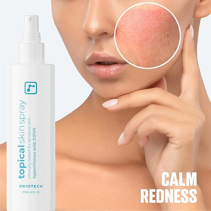 BRIOTECH Topical Skin Spray, Hypochlorous Acid for Sensitive Skin, HOCl Facial Mist, Full Body Support Against Irritation, Calm Redness, Soothe Foot & Scalp, 32 oz Refill (2 Pack)