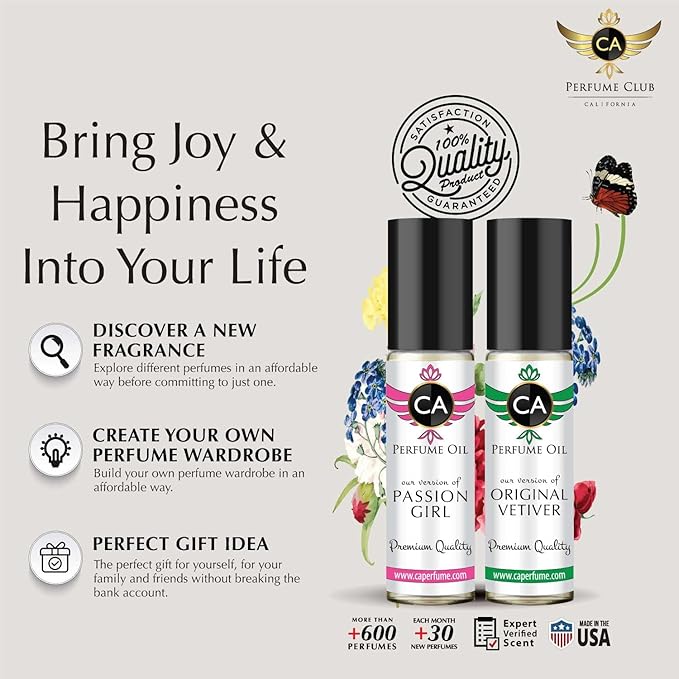 CA Perfume Impression of Christian D. Passion Girl For Women Replica Fragrance Body Oil Dupes Alcohol-Free Essential Aromatherapy Sample Travel Size Concentrated Long Lasting Roll-On 0.3 Fl Oz/10ml