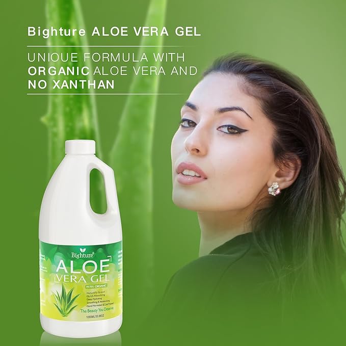 Aloe Vera Gel, 100% Aloe Vera Extracted from Freshly Cut Pure Aloe Leaves, Pure Aloe Vera Gel for Skin Care like Deeply Soothing, Firming, After Shave, Sunburn Relieve(Family Pack)