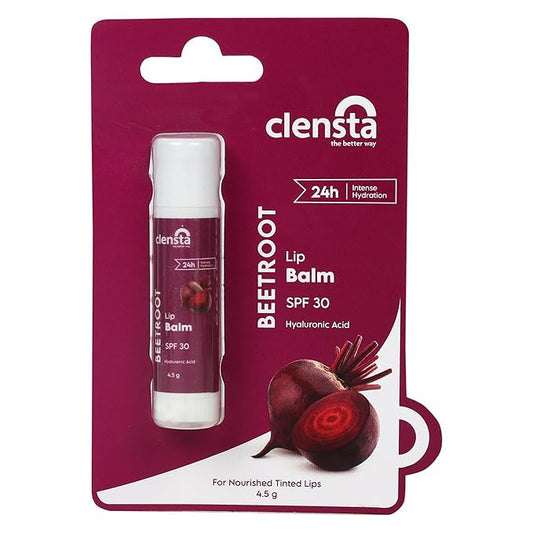 Clensta Beetroot SPF 30 Tinted Lip Balm | Hydrating & Moisturizing Lip Care with Hyaluronic Acid | Broad Spectrum Lip Sunscreen | 4.5g