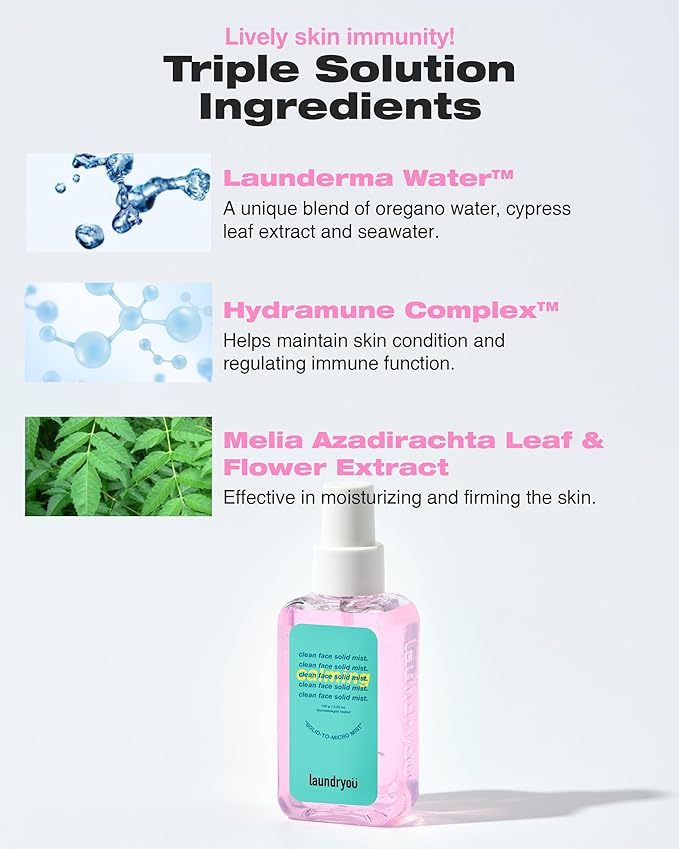 Clean Face Solid Mist - Calming, Hydrating, and Moisturizing Gel-To-Mist Dermatologist Tested Hypoallergenic Facial Spray for Redness Relief and Soothing Irritated Skin - (3.38 fl. oz.)