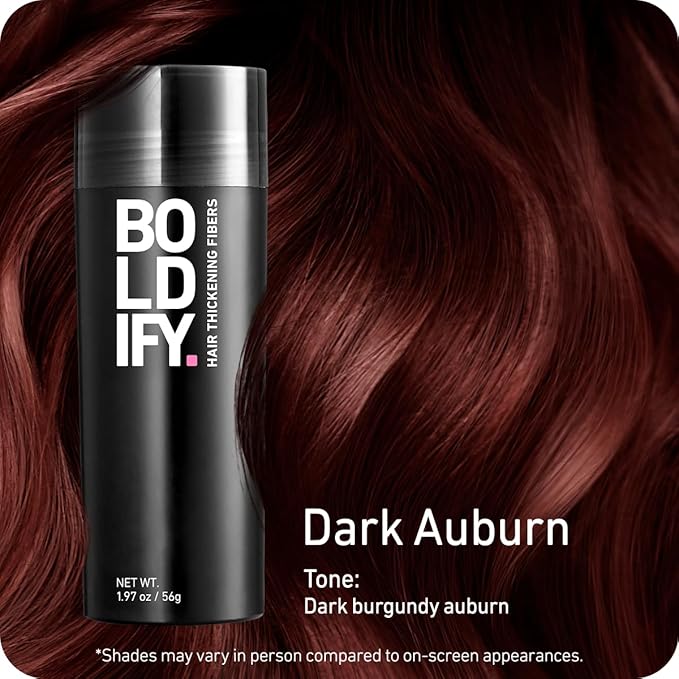BOLDIFY Hair Fibers (56g) - Fill In Thinning and Fine Hair for an Instantly Fuller, Thicker Look - 14 Shades for Women & Men - Dark Auburn