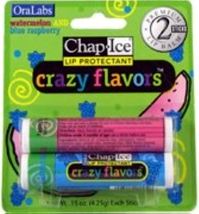 ChapIce Crazy Flavors Lip Balm Watermelon and Blue Raspberry 2 Sticks