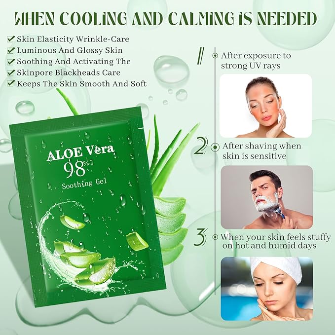 30 Pcs Aloe Vera Gel Bulk Travel Size Soothing Gel 98% Organic Aloe Vera Moisturizer for Skin and Hair Face Moisturizer for Sunburns Relief, Razor Burns, DIY Skincare
