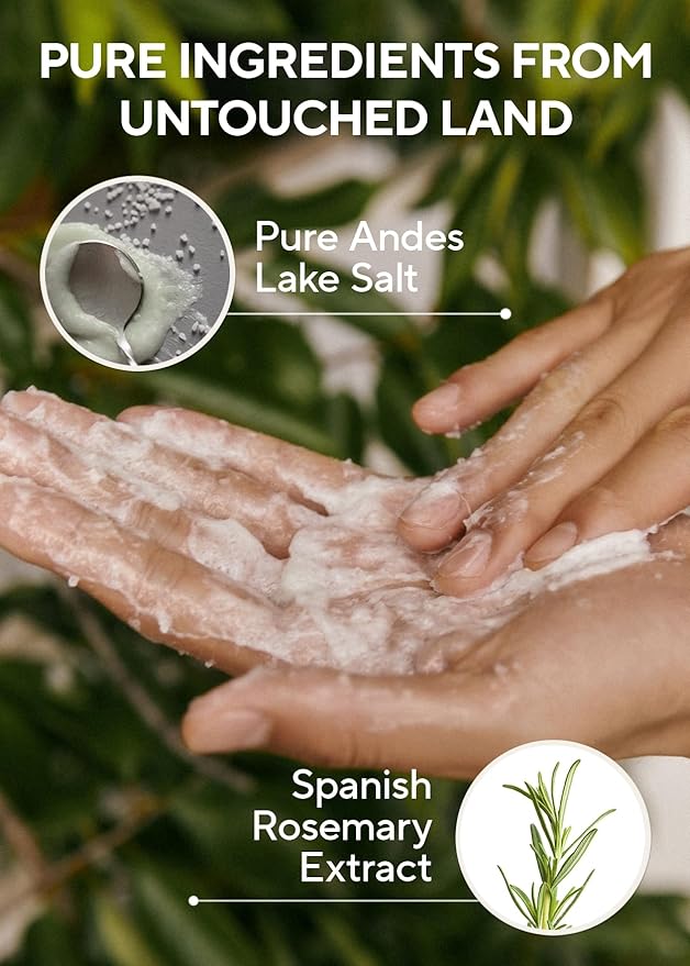 AROMATICA Rosemary Salt Scrub Shampoo - Hair Loss Korean Scalp Detox Shampoo with Rosemary Scalp Oil | Scalp Exfoliator with Salt Scrub for Oily Scalp | Sulfate Free, Silicone Free (10.5 oz / 300g)