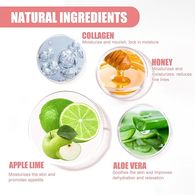 Bee Lip Balm Honey Pot,Watermelon Lip Sleeping Mask Hydrating Prevention Dry and Cracked Lip Scrubs Exfoliator Lip Care,Lip Mask Overnight Reduces Lip Lines (Apple Lime)