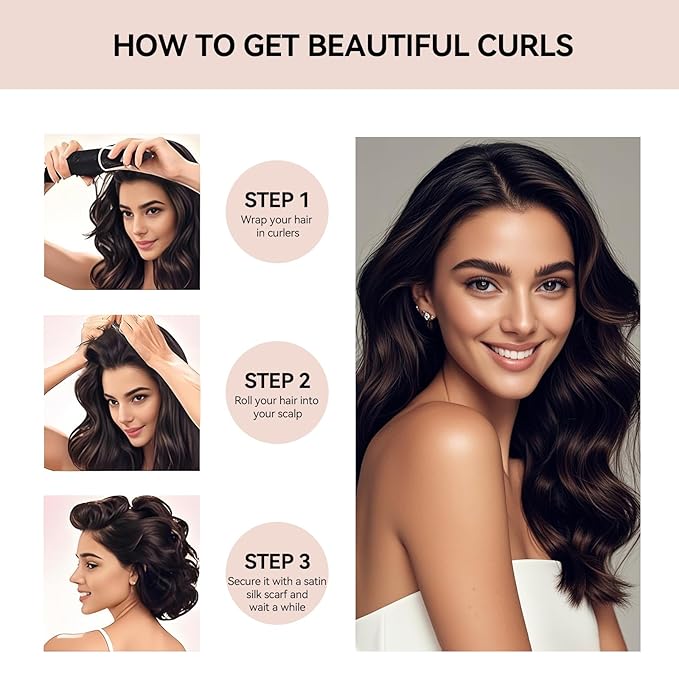 Heatless Curls, Heatless Curls Overnight Hair Care Set - Jumbo Velvet Hair Curlers to Sleep In, Soft Heatless Curling Rods for All Hair Types