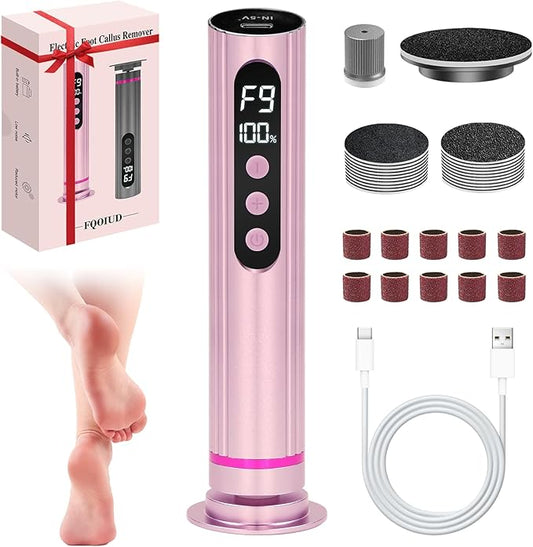 Electric Foot Callus Remover - 2 in 1 Electric Foot File,Adjustable Speed Foot File with Sandpaper Discs & Grinding Heads, 9 Speeds Callus Remover for Feet, Pedicure Tools for Valentine's Day Gift
