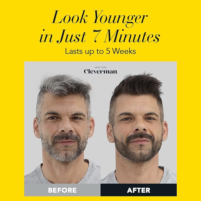CLEVERMAN Black Hair & Beard Dye for Men, All-in-One Reusable Kit - Natural-Looking Gray Coverage, Professional-Quality, Ammonia-Free, 3.38 Fl Oz (1 Pack), Black, Suitable for Black Hair