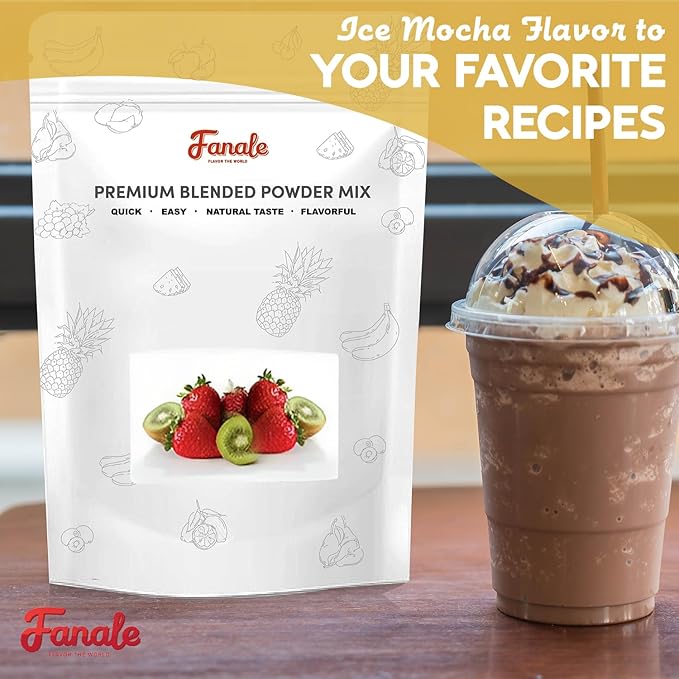 Fanale Premium Ice Mocha Bubble Tea Flavoring Powder | Perfect for Baking, Smoothies, Desserts and Drinks | Instant Flavoring Powder for Boba Milk Tea - 2.2 Pounds (Pack of 20)