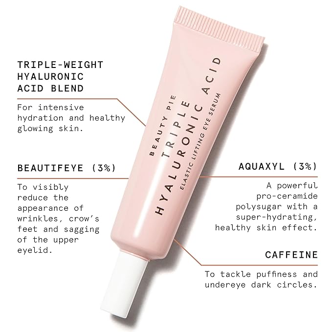 Beauty Pie Triple Hyaluronic Acid Elastic Lifting Eye Serum 15ml – Firming & Brightening Treatment for Dark Circles, Puffiness & Fine Lines – Lightweight, Fragrance-Free Eye Serum
