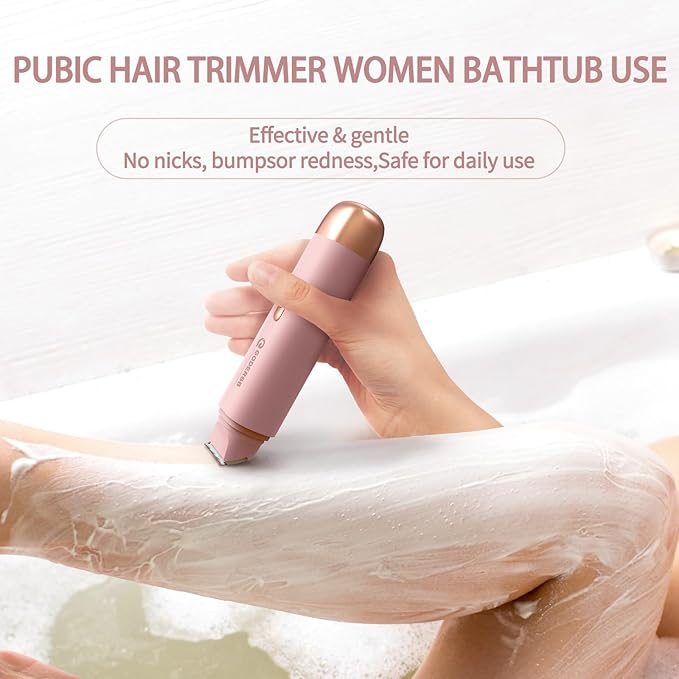 Bikini Trimmer for Women, Waterproof Electric Bikini Shaver Cordless Recharge Razors for Women for Leg Bikini Area Face Armpit & Body Trimming, Ideal Gifts for Ladies - Pink