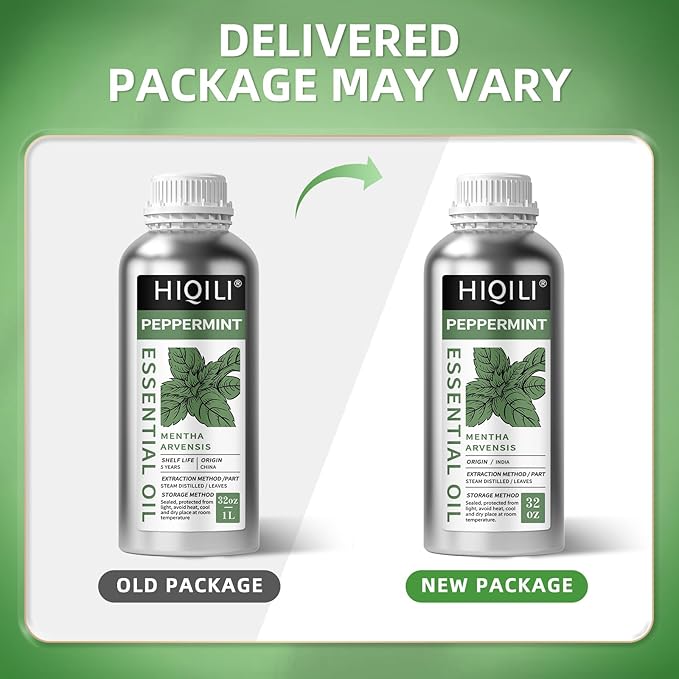 HIQILI Peppermint Essential Oil 32oz 100% Pure Natural Aromatic Oil for Freshening Air, Hair Care, DIY Soap, SPA & Home Use