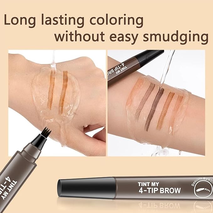 2025 Upgraded Magic Eyebrow Pencil for Women, Long-Lasting Ultra-Fine Tip Waterproof Eye Brow Pencils with 4 Fork, Smudge-Proof Natural Brow Makeup for Women - Dark Brown
