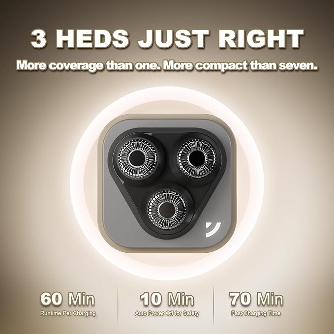 Facial Hair Removal for Women, 3D Floating Blade Rotary Razor, Wet/Dry Electric Shaver, Portable & USB Rechargeable Epilator Hair Remover for Face, Upper Lip, Chin, Arms & Legs (Beige)